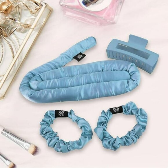 KAV Silk Heatless Curling Rod with Clip and Scrunchie Set, 4pcs set - Picture 2 of 5